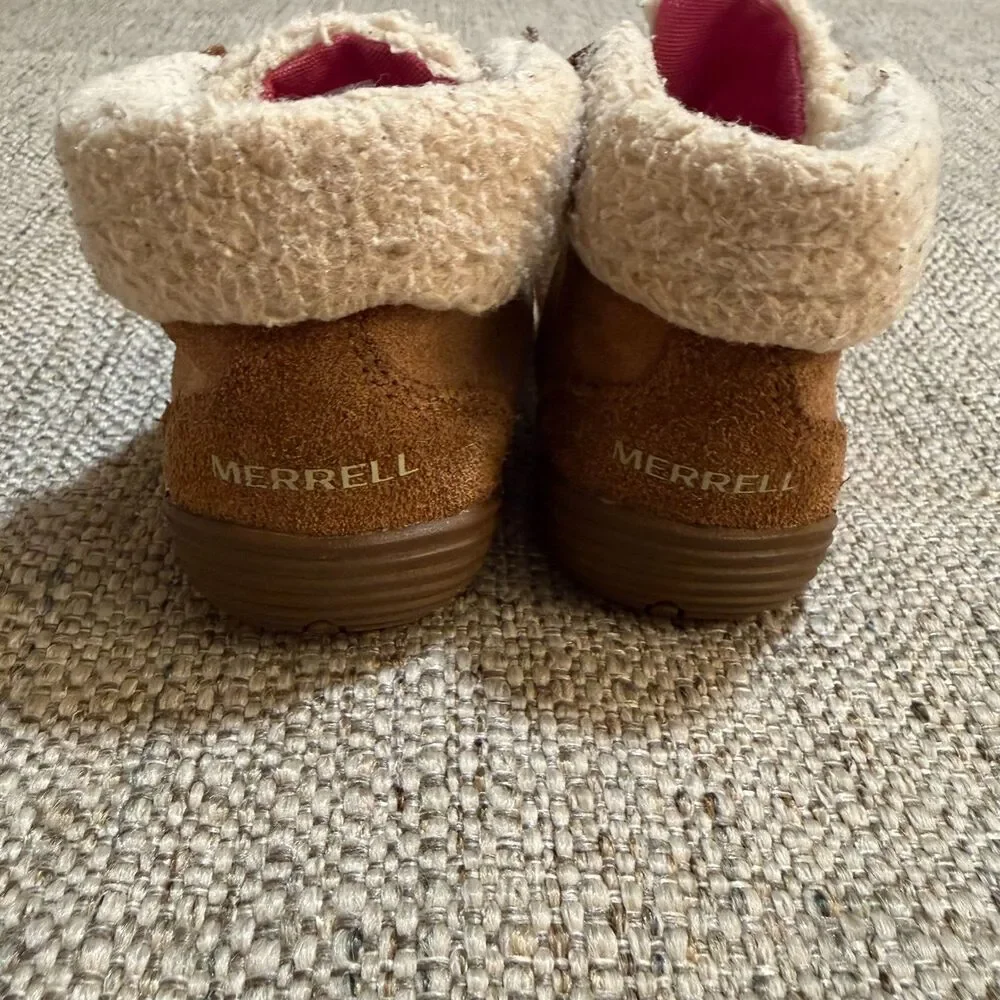 Merrell Kids Bare Steps Cocoa Boots Chestnut Pink Suede Toddler Shoes 6M